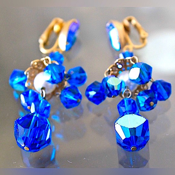 LEWIS SEGAL OF CALIFORNIA EARRINGS CLIP DANGLES 4 INCH VINTAGE - Picture 5 of 8